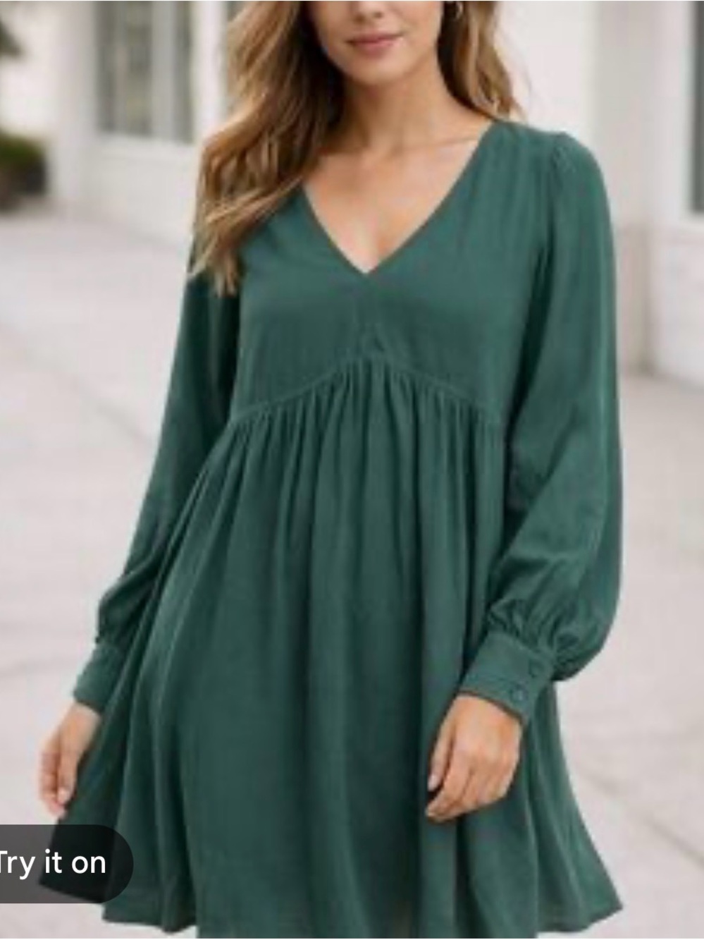 Knox Rose Forest Green V-Neck Long Sleeve Swing Dress